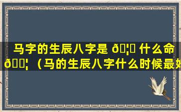 马字的生辰八字是 🦉 什么命 🐦 （马的生辰八字什么时候最好）